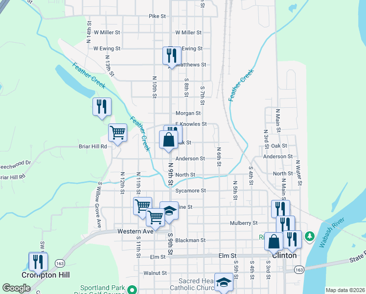 map of restaurants, bars, coffee shops, grocery stores, and more near 435 North 8th Street in Clinton