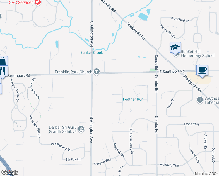 map of restaurants, bars, coffee shops, grocery stores, and more near 7044 Carrie Drive in Indianapolis
