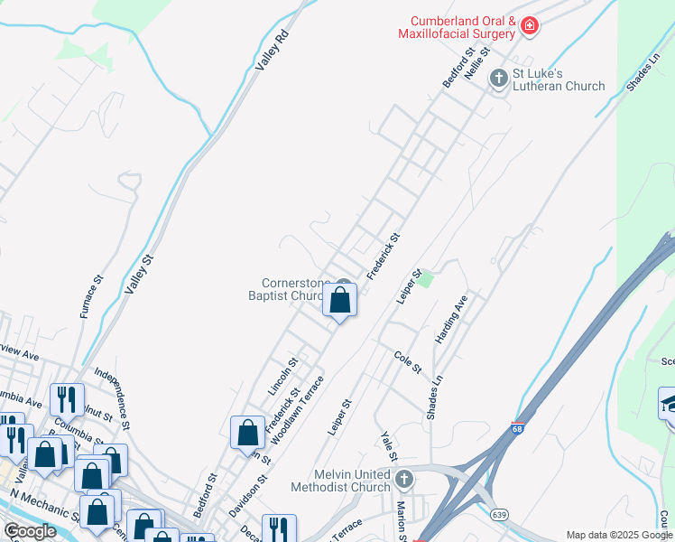 map of restaurants, bars, coffee shops, grocery stores, and more near 517 Conrad Avenue in Cumberland