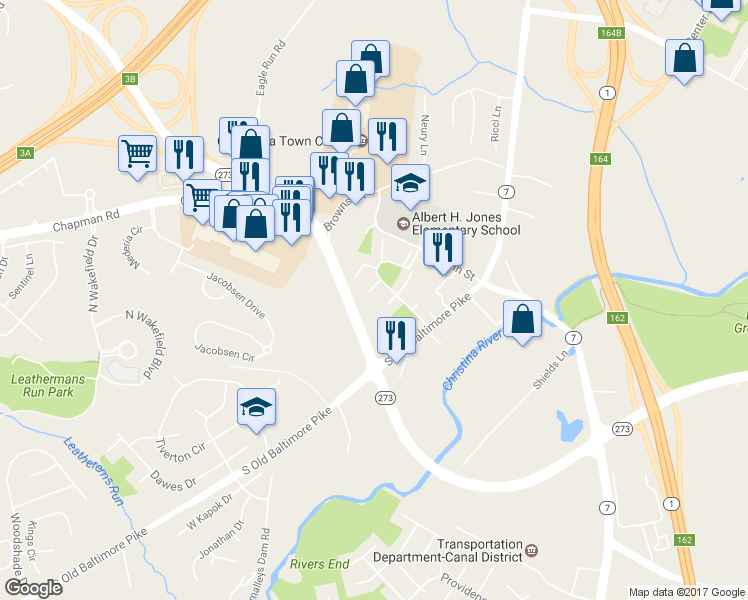 map of restaurants, bars, coffee shops, grocery stores, and more near 2008 Point Hamlet Street in Newark
