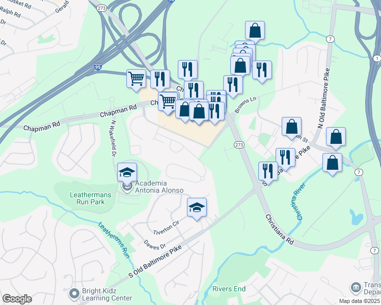 map of restaurants, bars, coffee shops, grocery stores, and more near 488 Jacobsen Drive in Newark