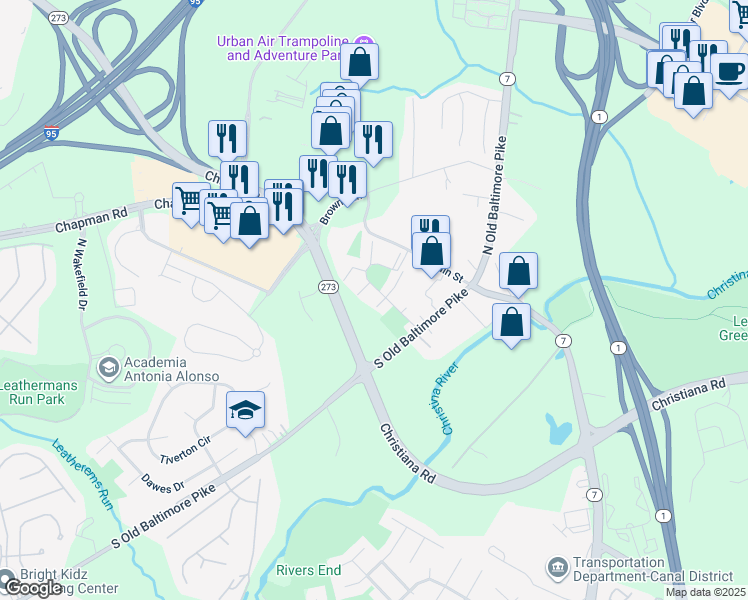 map of restaurants, bars, coffee shops, grocery stores, and more near 2006 Point Hamlet Street in Newark