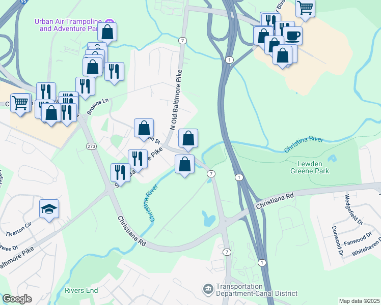 map of restaurants, bars, coffee shops, grocery stores, and more near 29 East Main Street in Newark