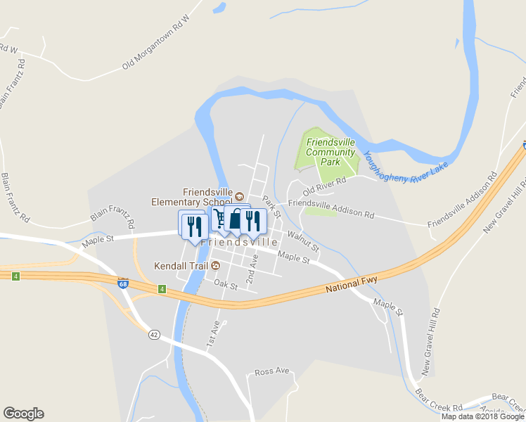 map of restaurants, bars, coffee shops, grocery stores, and more near 948 2nd Avenue in Friendsville