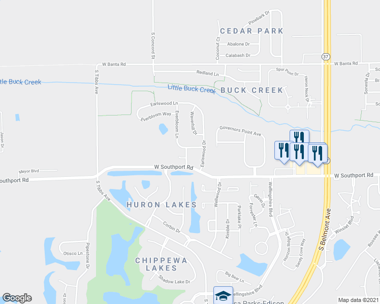 map of restaurants, bars, coffee shops, grocery stores, and more near 6855 Youngberry Drive in Indianapolis