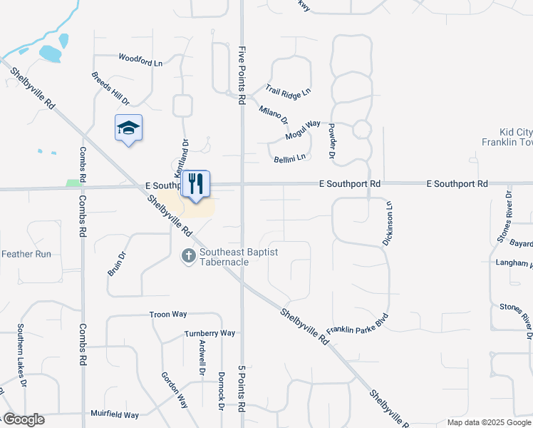 map of restaurants, bars, coffee shops, grocery stores, and more near 7045 Allegiance Lane in Indianapolis
