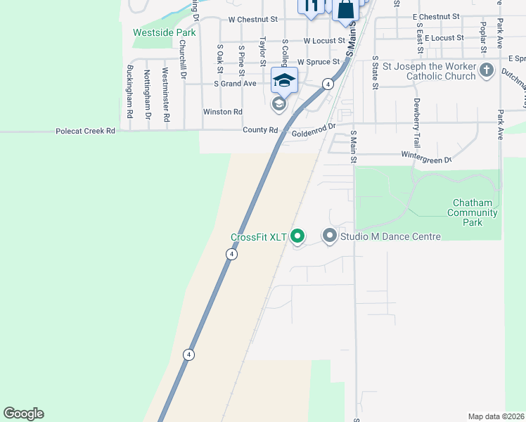 map of restaurants, bars, coffee shops, grocery stores, and more near 9500 State Route 4 in Chatham