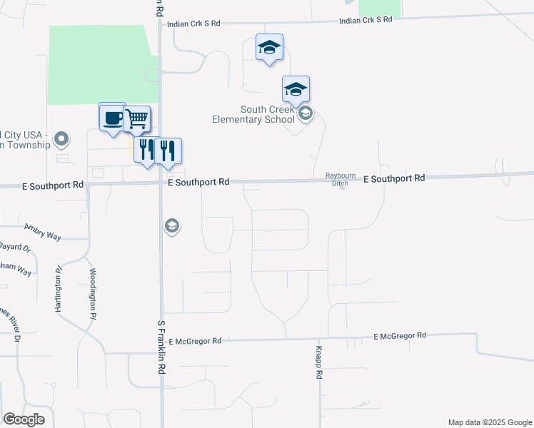 map of restaurants, bars, coffee shops, grocery stores, and more near 8810 Tributary Drive in Indianapolis