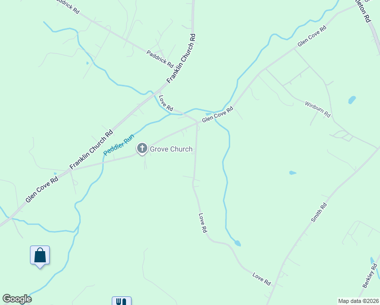 map of restaurants, bars, coffee shops, grocery stores, and more near 3716 Love Road in Darlington