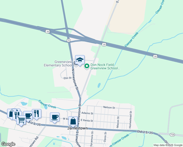 map of restaurants, bars, coffee shops, grocery stores, and more near 69 North Limestone Street in Jamestown
