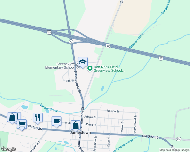 map of restaurants, bars, coffee shops, grocery stores, and more near 69 North Limestone Street in Jamestown