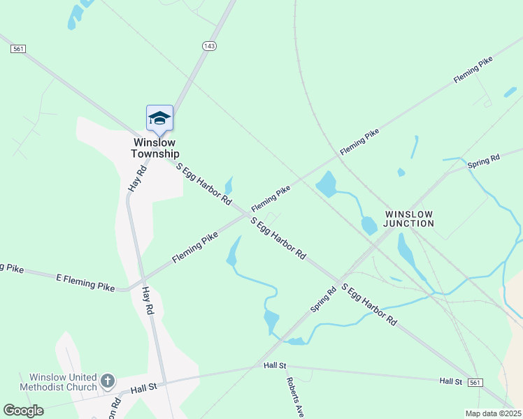 map of restaurants, bars, coffee shops, grocery stores, and more near East Fleming Pike in Winslow Township