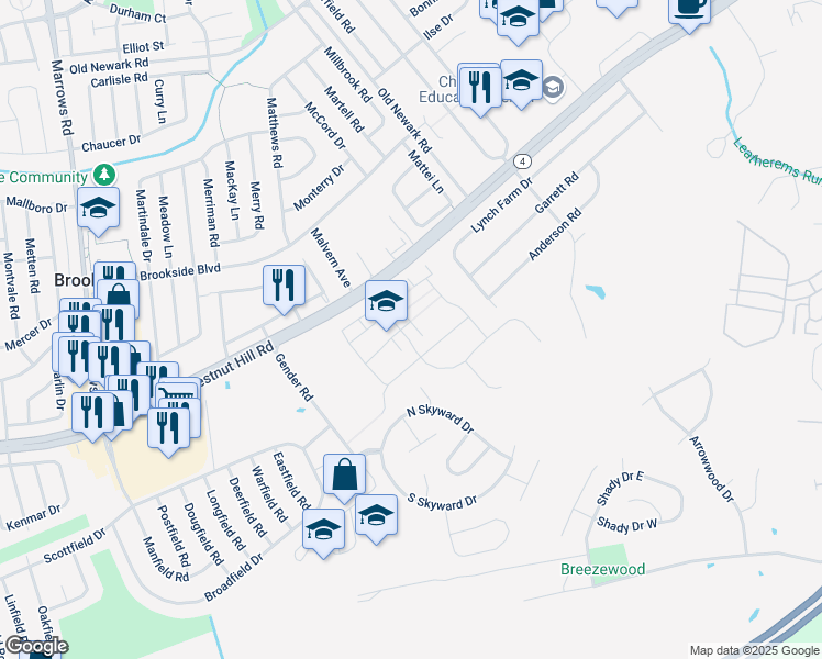 map of restaurants, bars, coffee shops, grocery stores, and more near 321 Theodora Way in Newark