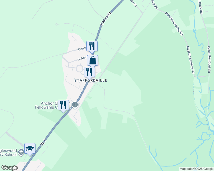 map of restaurants, bars, coffee shops, grocery stores, and more near 116 Dinner Point Avenue in Eagleswood