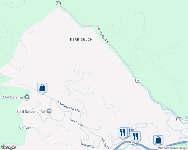 map of restaurants, bars, coffee shops, grocery stores, and more near 2808 Quartz Ridge Road in Evergreen