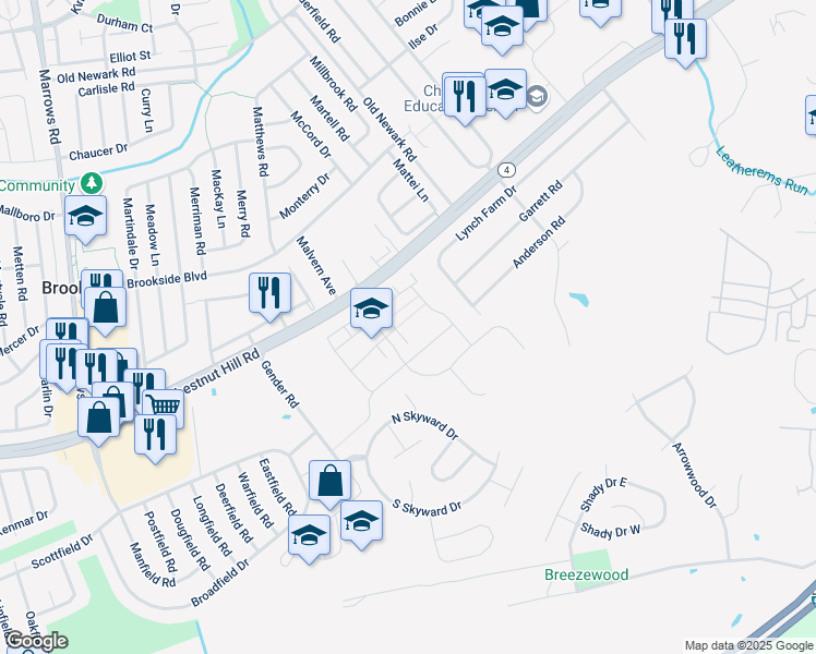 map of restaurants, bars, coffee shops, grocery stores, and more near 321 Theodora Way in Newark