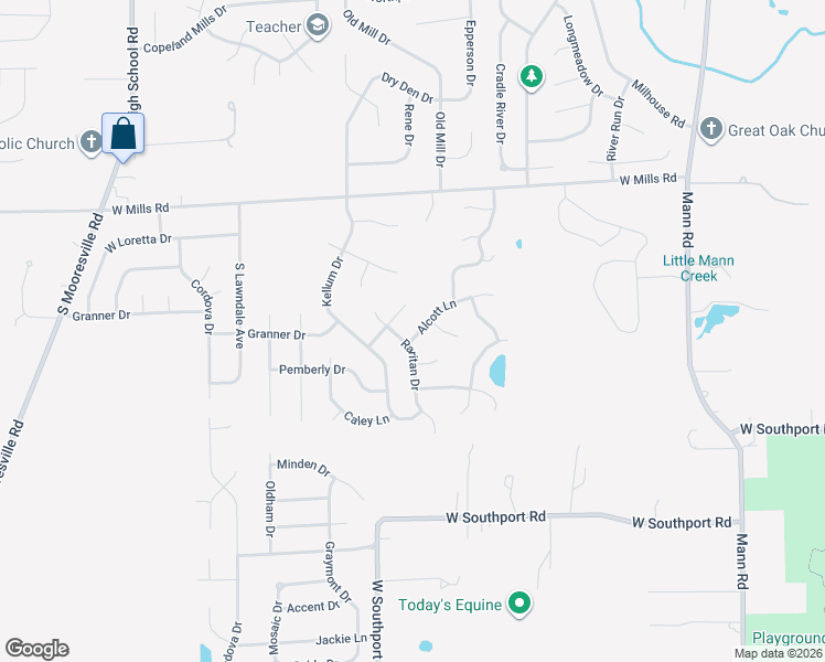 map of restaurants, bars, coffee shops, grocery stores, and more near 5608 Alcott Lane in Indianapolis