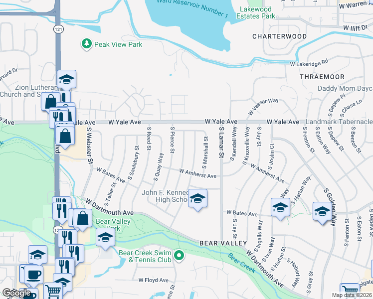 map of restaurants, bars, coffee shops, grocery stores, and more near 2752 South Otis Street in Denver