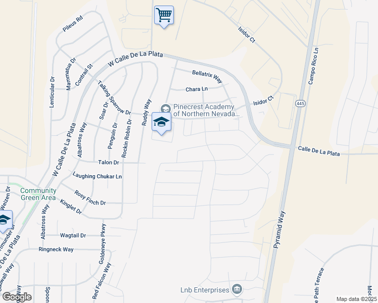 map of restaurants, bars, coffee shops, grocery stores, and more near 1210 Mallard Crest Drive in Sparks