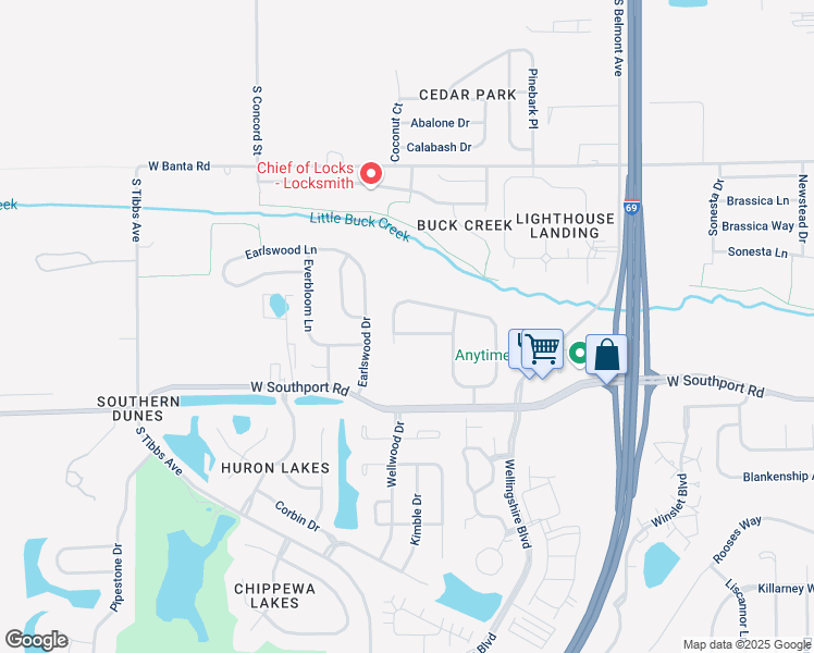 map of restaurants, bars, coffee shops, grocery stores, and more near 2628 Senators Way in Indianapolis