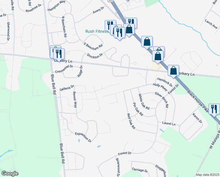 map of restaurants, bars, coffee shops, grocery stores, and more near 1132 Monet Court in Monroe