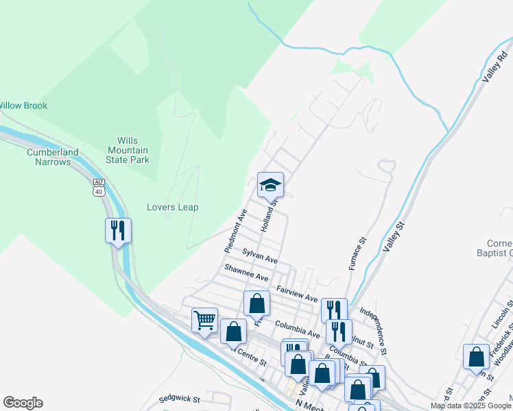 map of restaurants, bars, coffee shops, grocery stores, and more near 810 Edgewood Drive in Cumberland