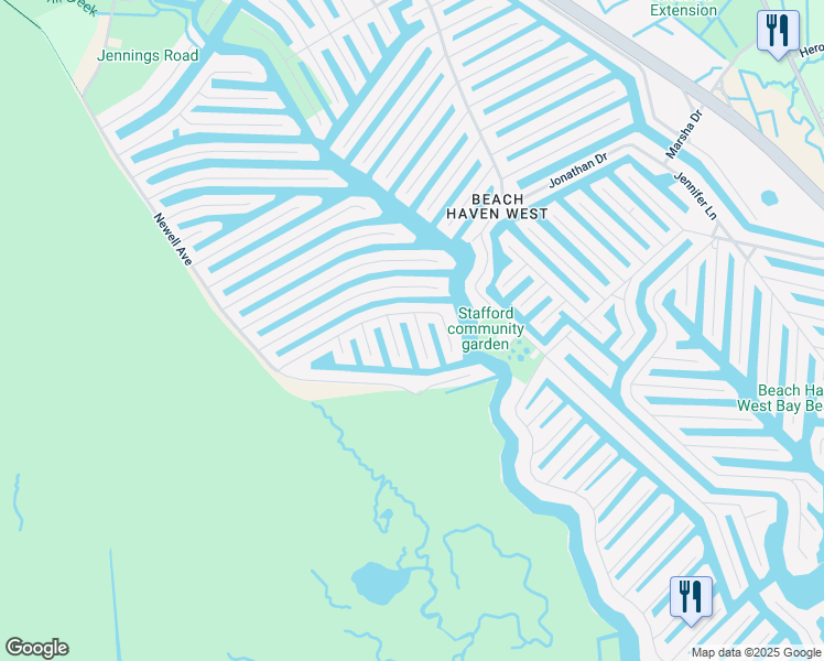 map of restaurants, bars, coffee shops, grocery stores, and more near 108 Thomas Lane in Stafford Township