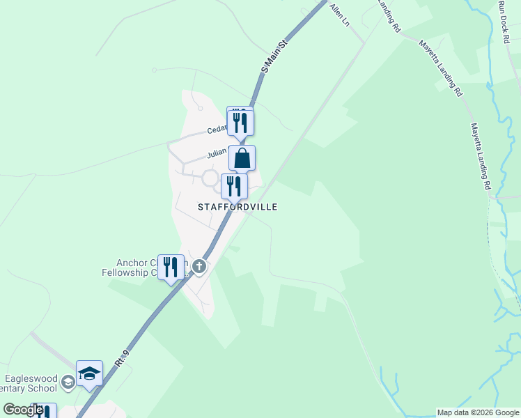 map of restaurants, bars, coffee shops, grocery stores, and more near 116 Dinner Point Avenue in Eagleswood