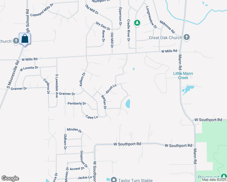 map of restaurants, bars, coffee shops, grocery stores, and more near 5579 Alcott Lane in Indianapolis