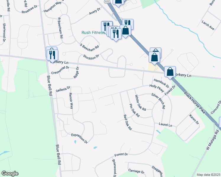 map of restaurants, bars, coffee shops, grocery stores, and more near 1132 Monet Court in Monroe
