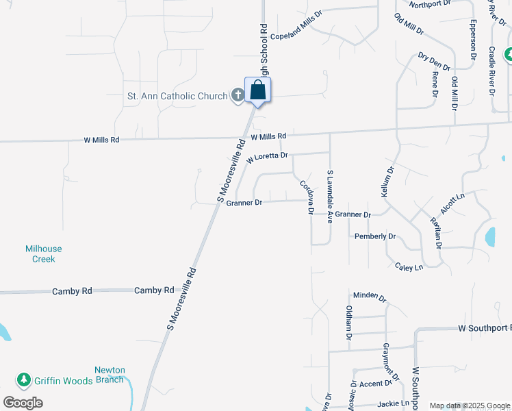 map of restaurants, bars, coffee shops, grocery stores, and more near 6333 Granner Drive in Indianapolis