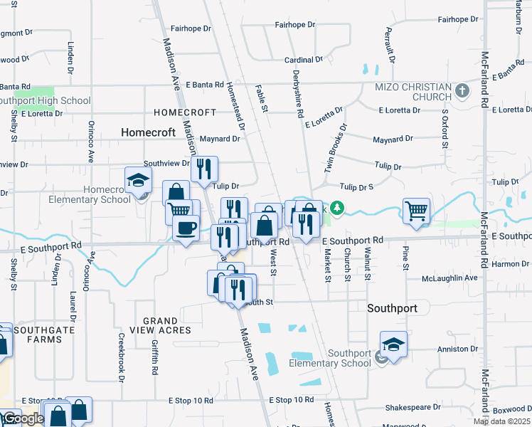 map of restaurants, bars, coffee shops, grocery stores, and more near 99 South 2nd Street in Southport