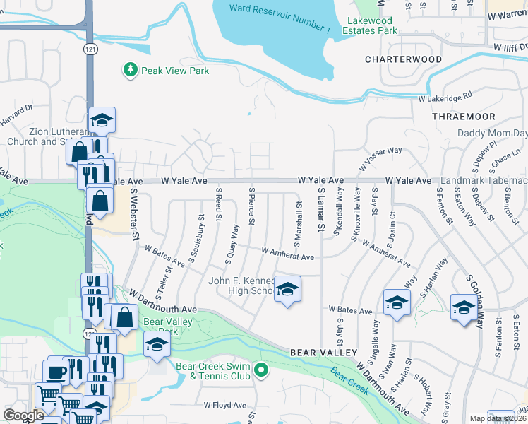 map of restaurants, bars, coffee shops, grocery stores, and more near 2752 South Otis Street in Denver