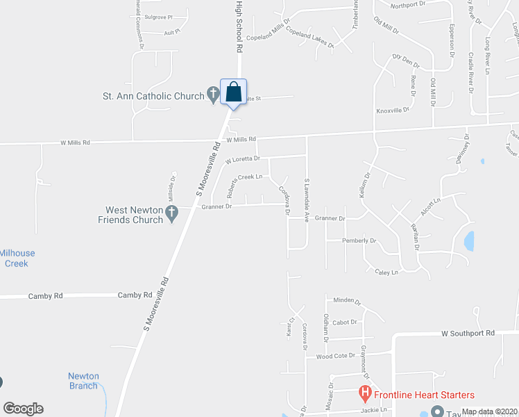 map of restaurants, bars, coffee shops, grocery stores, and more near 6225 Granner Drive in Indianapolis