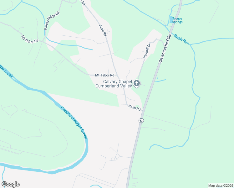 map of restaurants, bars, coffee shops, grocery stores, and more near 12850 Resh Road in Hagerstown