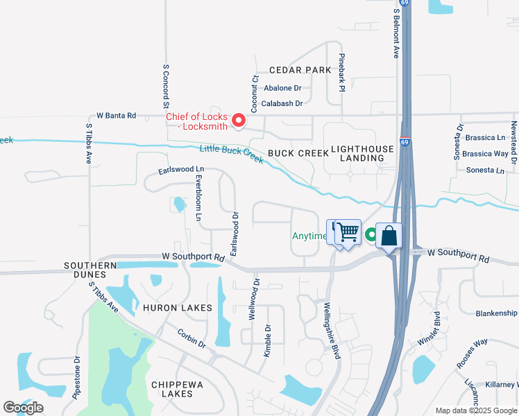 map of restaurants, bars, coffee shops, grocery stores, and more near 2628 Senators Way in Indianapolis