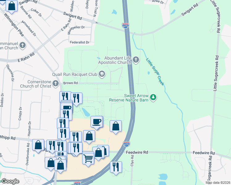map of restaurants, bars, coffee shops, grocery stores, and more near 480 Kilkenny Court in Dayton