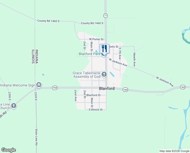 map of restaurants, bars, coffee shops, grocery stores, and more near in Blanford