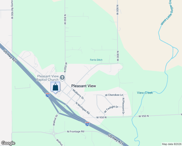 map of restaurants, bars, coffee shops, grocery stores, and more near 8307 West Sycamore Road in Fairland