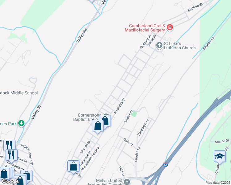 map of restaurants, bars, coffee shops, grocery stores, and more near 512 Warren Street in Cumberland