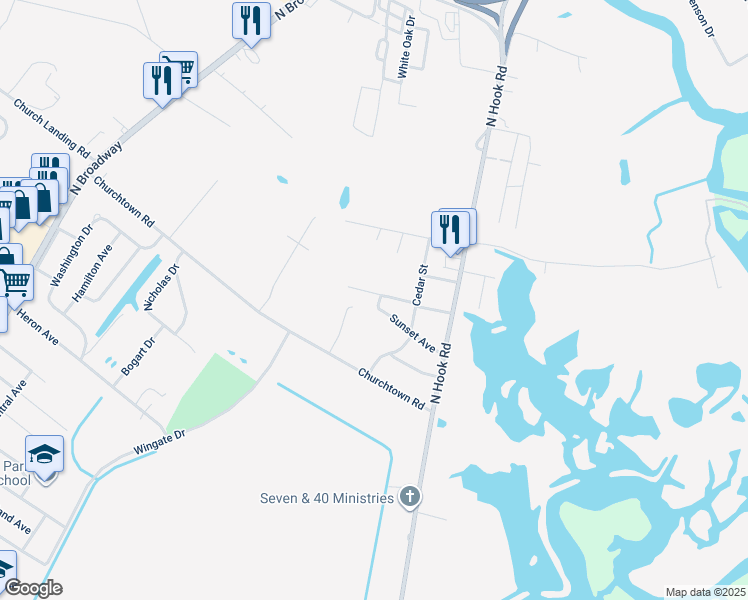 map of restaurants, bars, coffee shops, grocery stores, and more near 23 Dunlap Avenue in Pennsville