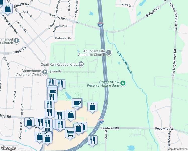 map of restaurants, bars, coffee shops, grocery stores, and more near 480 Kilkenny Court in Dayton