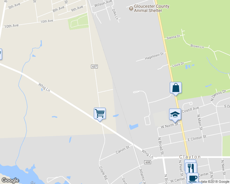 map of restaurants, bars, coffee shops, grocery stores, and more near 529 Fairview Road in Glassboro