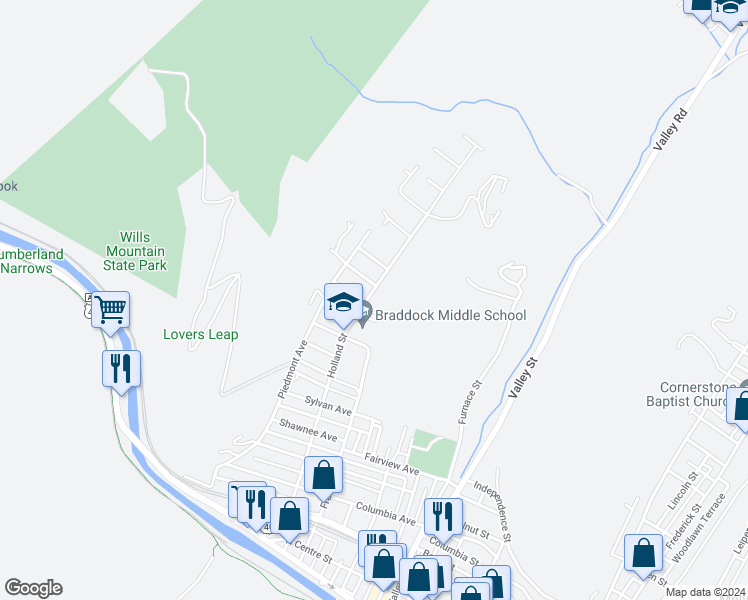 map of restaurants, bars, coffee shops, grocery stores, and more near 801 Roethe Avenue in Cumberland