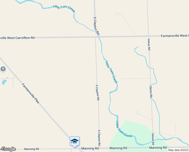 map of restaurants, bars, coffee shops, grocery stores, and more near 5325 South Clayton Road in Farmersville