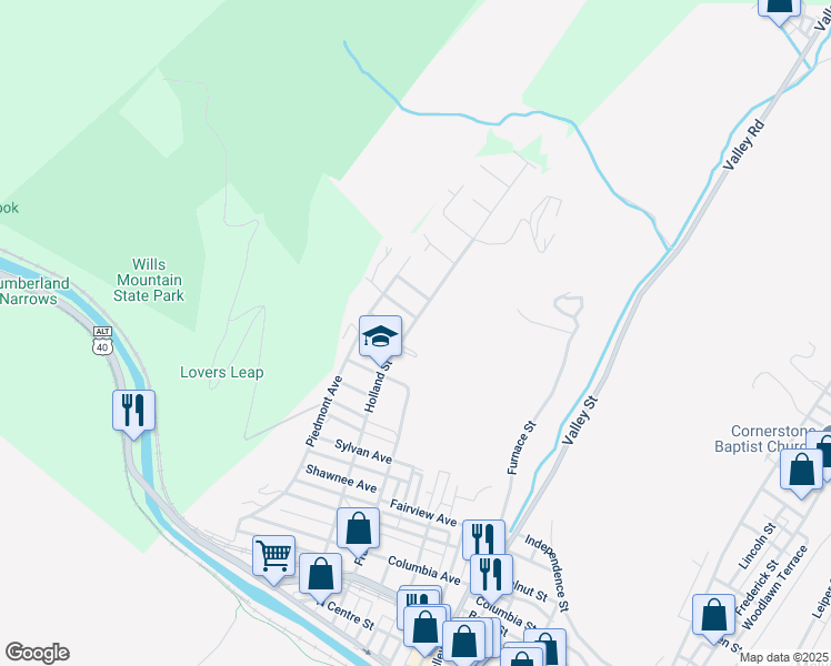 map of restaurants, bars, coffee shops, grocery stores, and more near 801 Roethe Avenue in Cumberland