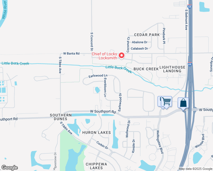 map of restaurants, bars, coffee shops, grocery stores, and more near 6722 Waverhill Drive in Indianapolis