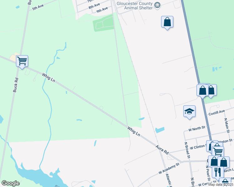 map of restaurants, bars, coffee shops, grocery stores, and more near 540 Fairview Road in Glassboro