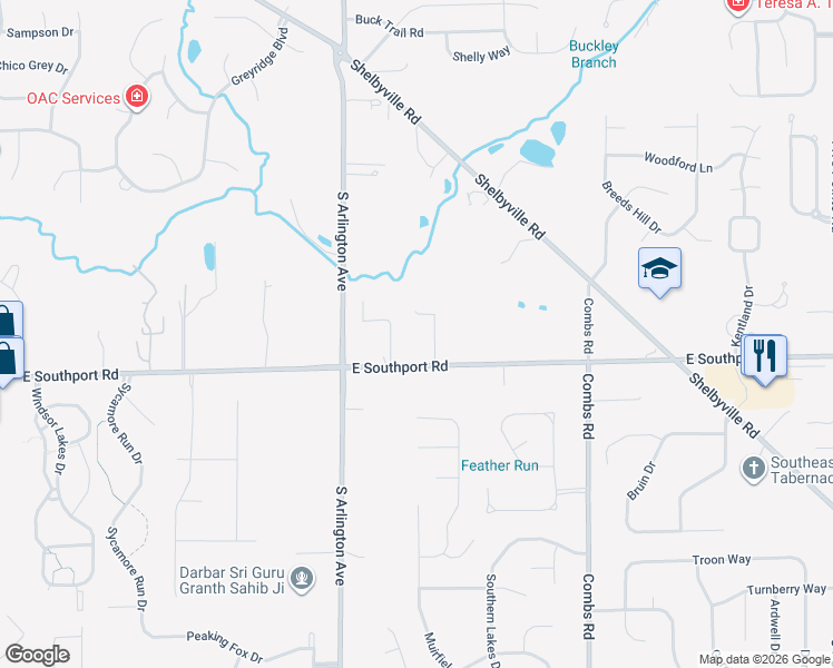 map of restaurants, bars, coffee shops, grocery stores, and more near 6928 Highland Ridge Court in Indianapolis