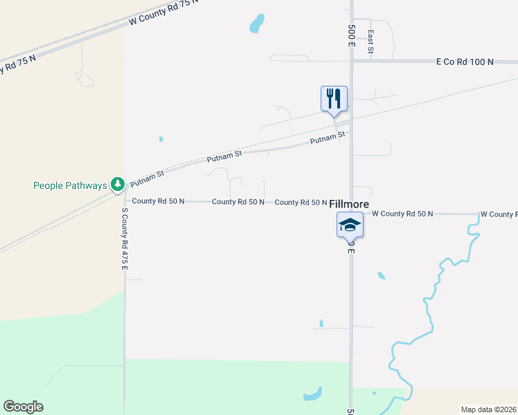 map of restaurants, bars, coffee shops, grocery stores, and more near 62 County Road 50 North in Fillmore